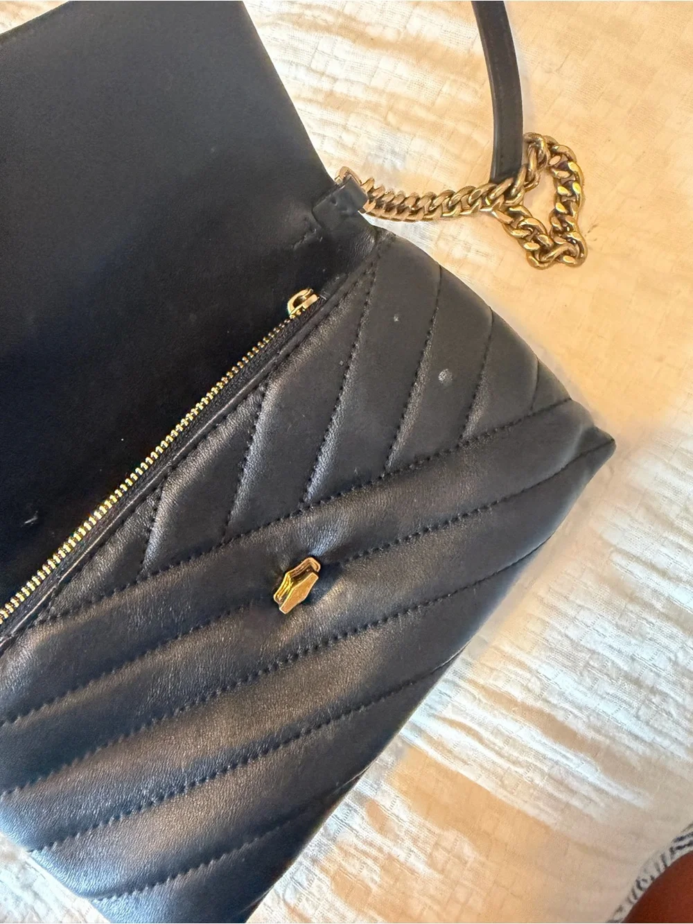 Tory Burch Black Quilted Crossbody with Gold Hardware